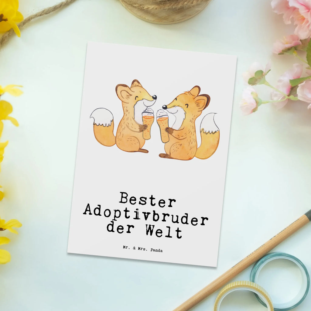 Postkarte Fuchs Bester Adoptivbruder der Welt Postkarte, Karte, Geschenkkarte, Grußkarte, Einladung, Ansichtskarte, Geburtstagskarte, Einladungskarte, Dankeskarte, Ansichtskarten, Einladung Geburtstag, Einladungskarten Geburtstag, für, Dankeschön, Geschenk, Schenken, Geburtstag, Geburtstagsgeschenk, Geschenkidee, Danke, Bedanken, Mitbringsel, Freude machen, Geschenktipp, Adoptivbruder, adoptiert, Bruder, Brudi, Geschwister, Bruderherz, Schwester, Familie, Kleinigkeit, Brother, Bester, Sohn