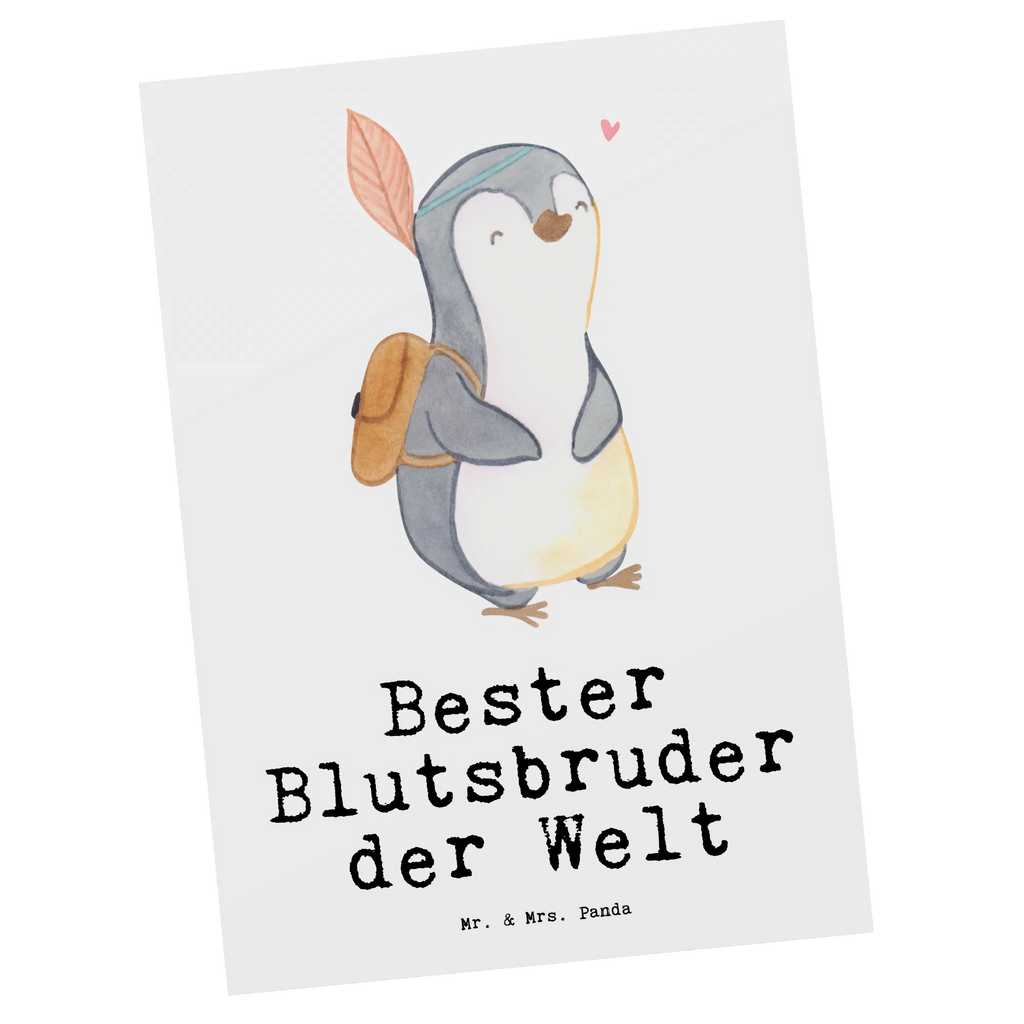 Postkarte Pinguin Bester Blutsbruder der Welt Postkarte, Karte, Geschenkkarte, Grußkarte, Einladung, Ansichtskarte, Geburtstagskarte, Einladungskarte, Dankeskarte, Ansichtskarten, Einladung Geburtstag, Einladungskarten Geburtstag, für, Dankeschön, Geschenk, Schenken, Geburtstag, Geburtstagsgeschenk, Geschenkidee, Danke, Bedanken, Mitbringsel, Freude machen, Geschenktipp, Blutsbruder, Blutsgeschwister, Freund, Brüder, Geschwister, Bruderherz, Brother, Familie, Kleinigkeit, Bester, Sido