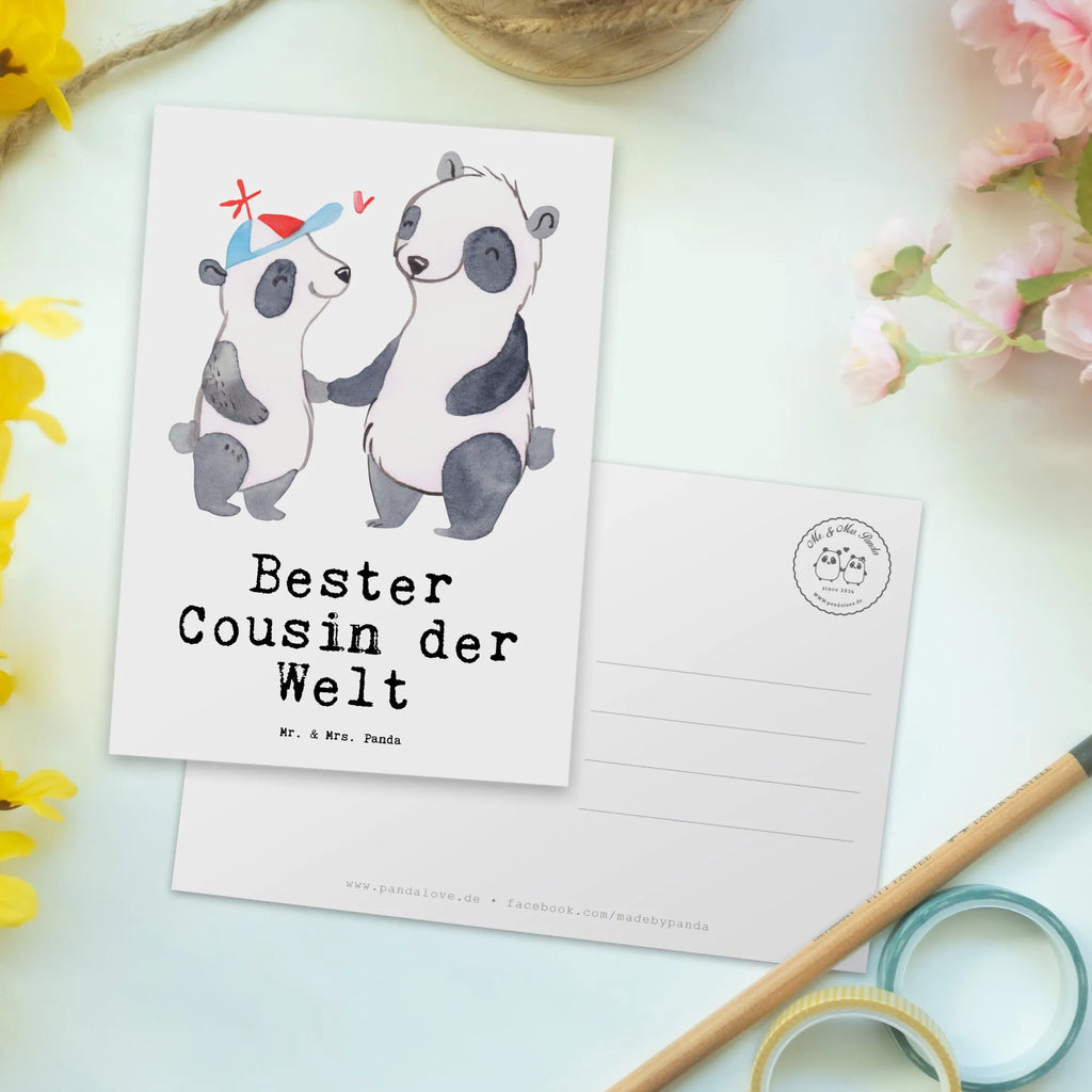 Postkarte Panda Bester Cousin der Welt Postkarte, Karte, Geschenkkarte, Grußkarte, Einladung, Ansichtskarte, Geburtstagskarte, Einladungskarte, Dankeskarte, Ansichtskarten, Einladung Geburtstag, Einladungskarten Geburtstag, für, Dankeschön, Geschenk, Schenken, Geburtstag, Geburtstagsgeschenk, Geschenkidee, Danke, Bedanken, Mitbringsel, Freude machen, Geschenktipp, Cousin, Kousin, Vetter, Sohn von Onkel, Sohn von Tante, Familie, Verwandtschaft, Cousine