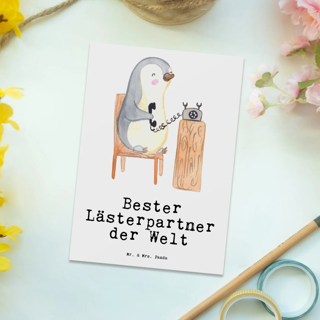 Postkarte Pinguin Bester Lästerpartner der Welt Postkarte, Karte, Geschenkkarte, Grußkarte, Einladung, Ansichtskarte, Geburtstagskarte, Einladungskarte, Dankeskarte, Ansichtskarten, Einladung Geburtstag, Einladungskarten Geburtstag, für, Dankeschön, Geschenk, Schenken, Geburtstag, Geburtstagsgeschenk, Geschenkidee, Danke, Bedanken, Mitbringsel, Freude machen, Geschenktipp, Lästerpartner, Lesterpartner, lestern, Lästerschwester, Lästern, beste Freundin, Freundin, Spaß, bff