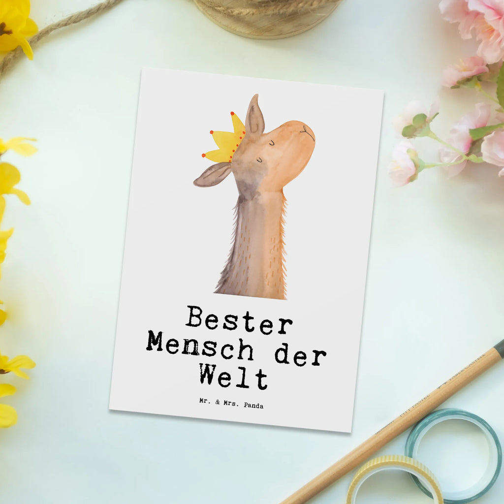 Postkarte Lama Bester Mensch der Welt Postkarte, Karte, Geschenkkarte, Grußkarte, Einladung, Ansichtskarte, Geburtstagskarte, Einladungskarte, Dankeskarte, Ansichtskarten, Einladung Geburtstag, Einladungskarten Geburtstag, für, Dankeschön, Geschenk, Schenken, Geburtstag, Geburtstagsgeschenk, Geschenkidee, Danke, Bedanken, Mitbringsel, Freude machen, Geschenktipp, Lieblingsmensch, Liebling, Lieblings Mensch, tollster Mensch, Vorbild, Partner, Ehemann, Ehefrau, Liebe, Valentinstag