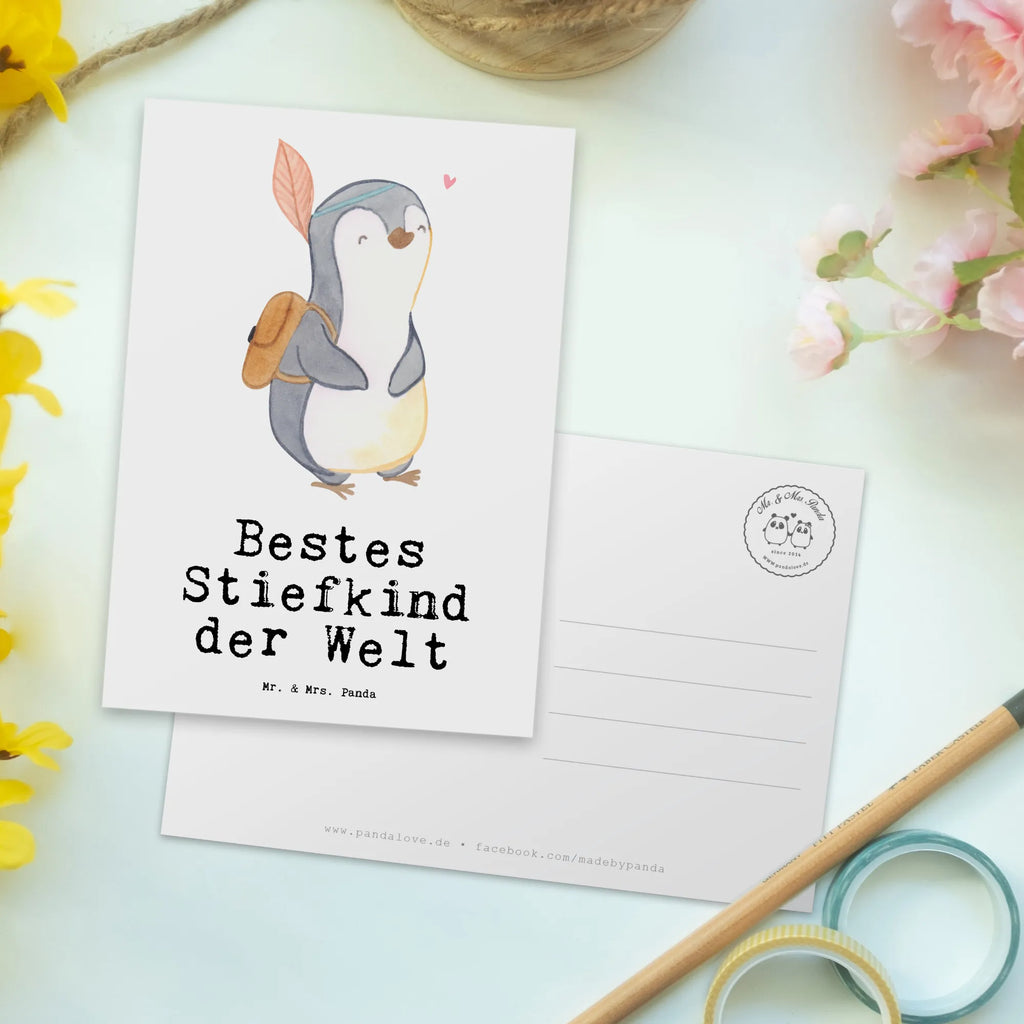 Postkarte Pinguin Bestes Stiefkind der Welt Postkarte, Karte, Geschenkkarte, Grußkarte, Einladung, Ansichtskarte, Geburtstagskarte, Einladungskarte, Dankeskarte, Ansichtskarten, Einladung Geburtstag, Einladungskarten Geburtstag, für, Dankeschön, Geschenk, Schenken, Geburtstag, Geburtstagsgeschenk, Geschenkidee, Danke, Bedanken, Mitbringsel, Freude machen, Geschenktipp, Stiefkind, angeheiratet, Kinder, Kind, Kid, Kids, Kiddy, Bestes, Tochter, Sohn, Nachwuchs, Geburt, Liebling, Taufe