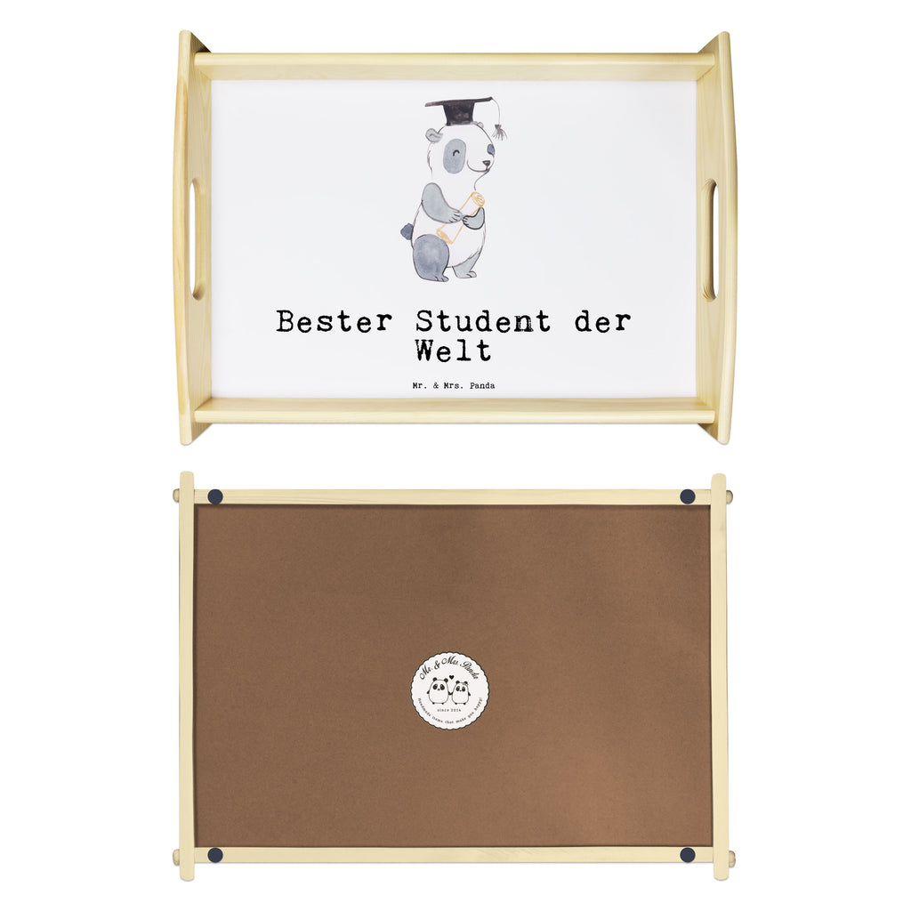 Serviertablett Panda Bester Student der Welt Serviertablett, Tablett, Holztablett, Küchentablett, Dekotablett, Frühstückstablett, für, Dankeschön, Geschenk, Schenken, Geburtstag, Geburtstagsgeschenk, Geschenkidee, Danke, Bedanken, Mitbringsel, Freude machen, Geschenktipp, Student, Studium, Sohn, Spaß, Musterschüler, lustig, Studienabschluss, witzig, Universität, Abschluss, Alumni, Uni, Studenten, Hochschule