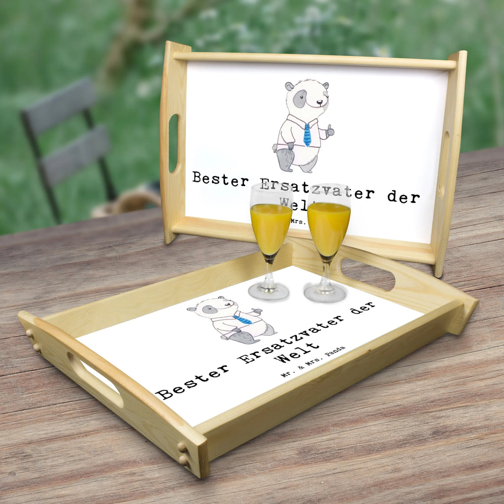 Serviertablett Panda Bester Ersatzvater der Welt Serviertablett, Tablett, Holztablett, Küchentablett, Dekotablett, Frühstückstablett, für, Dankeschön, Geschenk, Schenken, Geburtstag, Geburtstagsgeschenk, Geschenkidee, Danke, Bedanken, Mitbringsel, Freude machen, Geschenktipp, Bester, Ersatzvater, Ersatz, zweiter, Vater, Papa, Dad, Daddy, Paps, Papi, Vati, Eltern, Geschenk Vater, Mann, Familie, Kleinigkeit