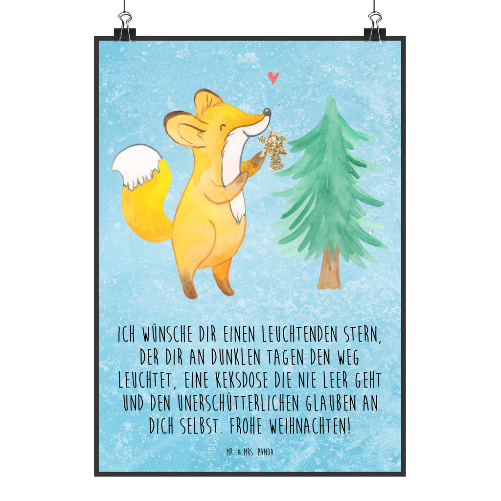 Poster Fuchs  Weihnachtsbaum Poster, Wandposter, Bild, Wanddeko, Küchenposter, Kinderposter, Wanddeko Bild, Raumdekoration, Wanddekoration, Handgemaltes Poster, Mr. & Mrs. Panda Poster, Designposter, Kunstdruck, Posterdruck, Winter, Weihnachten, Weihnachtsdeko, Nikolaus, Advent, Heiligabend, Wintermotiv, Weihnachtsmann, Weihnachtstage, Fuchs, Schlittschuh, Weihnachtszeit, Weihnachtsdekoration