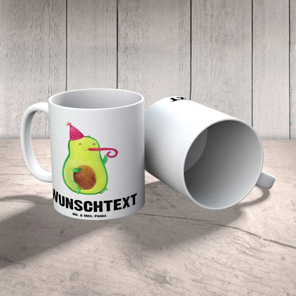 Personalisierte Tasse Avocado Partyhupe Personalisierte Tasse, Namenstasse, Wunschname, Personalisiert, Tasse, Namen, Drucken, Tasse mit Namen, Avocado, Veggie, Vegan, Gesund, Party, Feierlichkeit, Feier, Fete, Geburtstag, Gute Laune, Tröte