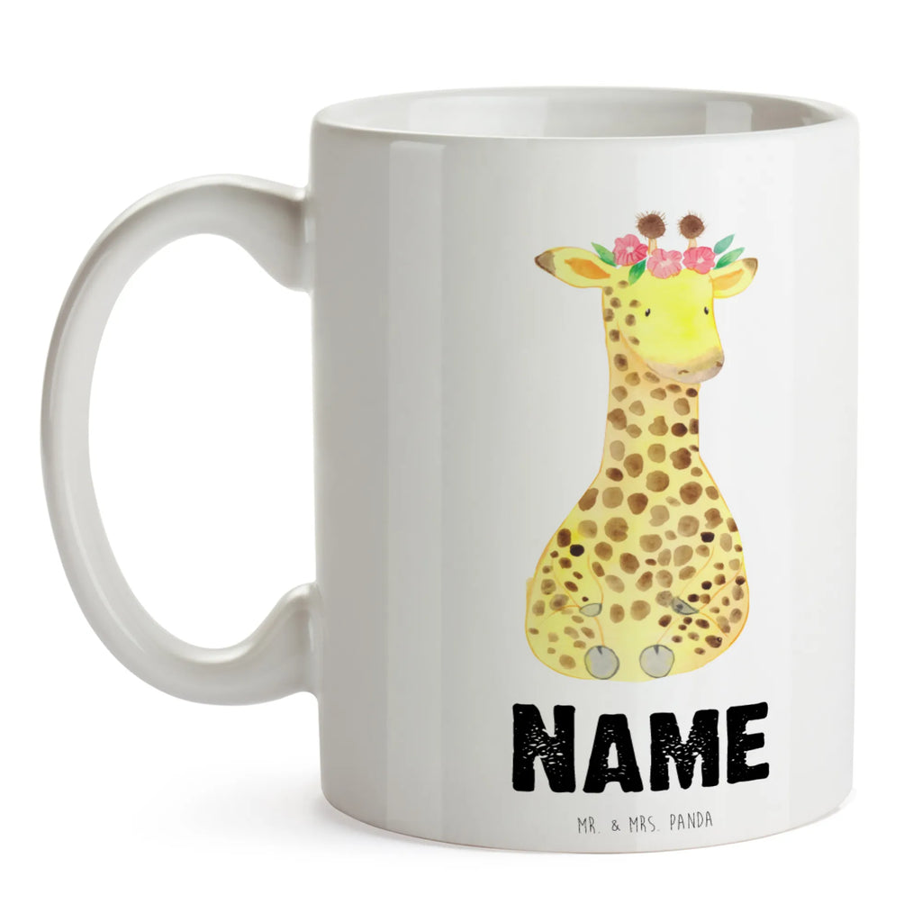 Personalisierte Tasse Giraffe Blumenkranz Personalisierte Tasse, Namenstasse, Wunschname, Personalisiert, Tasse, Namen, Drucken, Tasse mit Namen, Afrika, Wildtiere, Giraffe, Blumenkranz, Abenteurer, Selbstliebe, Freundin