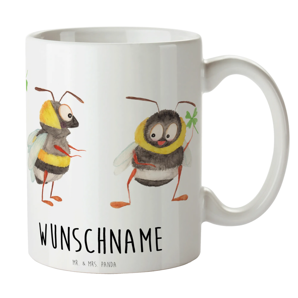 Personalisierte Tasse Hummeln mit Kleeblatt Personalisierte Tasse, Namenstasse, Wunschname, Personalisiert, Tasse, Namen, Drucken, Tasse mit Namen, Tiermotive, Gute Laune, lustige Sprüche, Tiere, Hummel, Biene, Spruch positiv, Biene Deko, Spruch schön, glücklich sein, glücklich werden, Spruch fröhlich