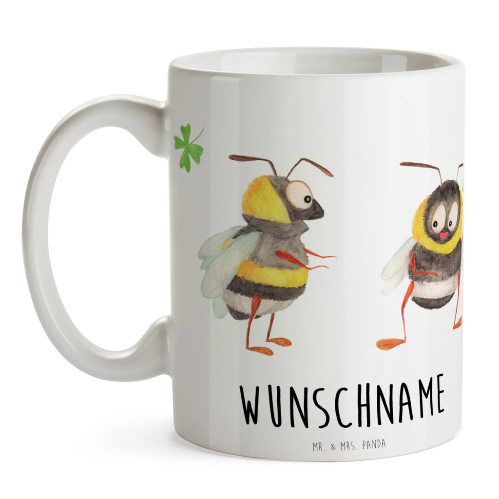 Personalisierte Tasse Hummeln mit Kleeblatt Personalisierte Tasse, Namenstasse, Wunschname, Personalisiert, Tasse, Namen, Drucken, Tasse mit Namen, Tiermotive, Gute Laune, lustige Sprüche, Tiere, Hummel, Biene, Spruch positiv, Biene Deko, Spruch schön, glücklich sein, glücklich werden, Spruch fröhlich