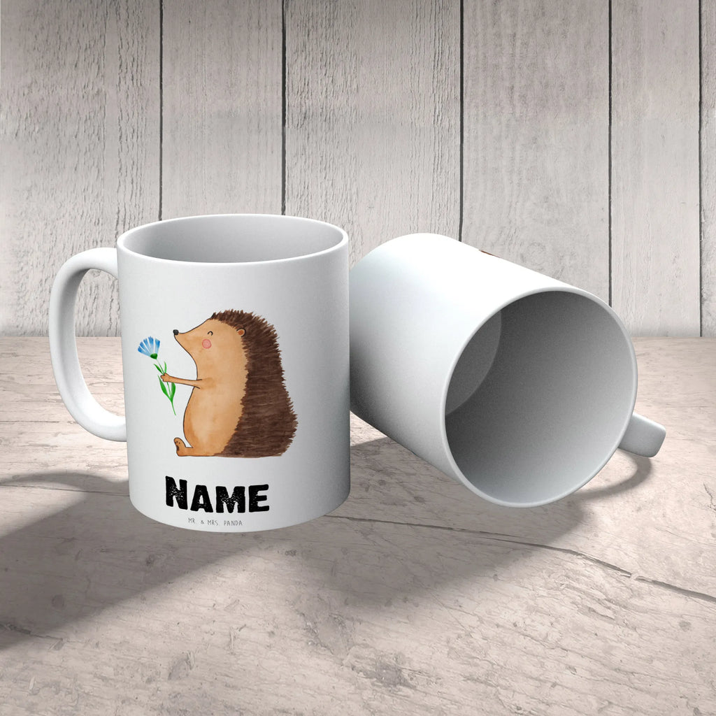 Personalisierte Tasse Igel mit Blume Personalisierte Tasse, Namenstasse, Wunschname, Personalisiert, Tasse, Namen, Drucken, Tasse mit Namen, Tiermotive, Gute Laune, lustige Sprüche, Tiere, Igel, Gute Besserung, Genesungswünsche, Krankheit, Krankenhaus, krank, Besuch