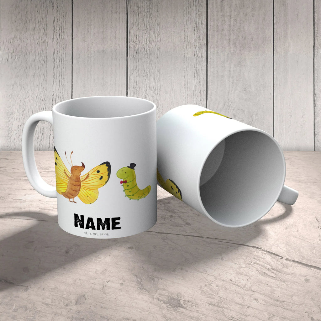 Personalisierte Tasse Raupe & Schmetterling Personalisierte Tasse, Namenstasse, Wunschname, Personalisiert, Tasse, Namen, Drucken, Tasse mit Namen, Tiermotive, Gute Laune, lustige Sprüche, Tiere, Raupe, Schmetterling, Zitronenfalter, Entwicklung, Erwachsen werden, Kokon, Hut, Hütchen, Schönheit, Aufwachsen