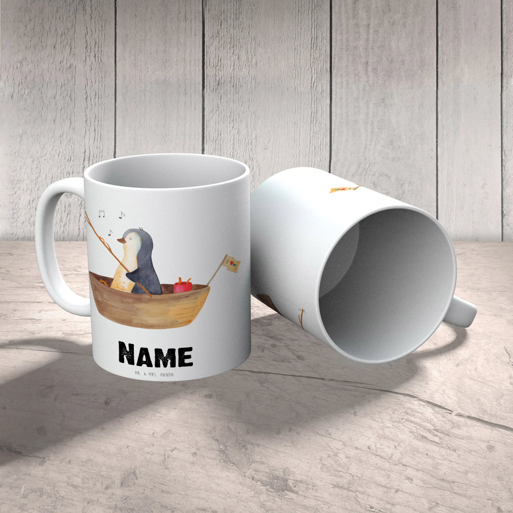 Personalisierte Tasse Pinguin Angelboot Personalisierte Tasse, Namenstasse, Wunschname, Personalisiert, Tasse, Namen, Drucken, Tasse mit Namen, Pinguin, Pinguine, Angeln, Boot, Angelboot, Lebenslust, Leben, genießen, Motivation, Neustart, Neuanfang, Trennung, Scheidung, Geschenkidee Liebeskummer