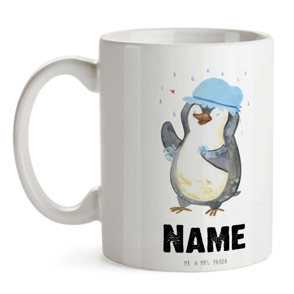 Personalisierte Tasse Pinguin duscht Personalisierte Tasse, Namenstasse, Wunschname, Personalisiert, Tasse, Namen, Drucken, Tasse mit Namen, Pinguin, Pinguine, Dusche, duschen, Lebensmotto, Motivation, Neustart, Neuanfang, glücklich sein