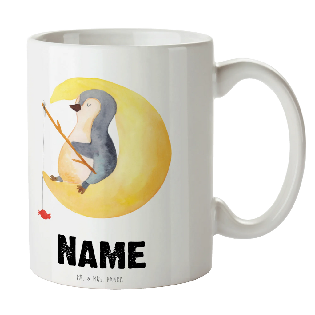 Personalisierte Tasse Pinguin Mond Personalisierte Tasse, Namenstasse, Wunschname, Personalisiert, Tasse, Namen, Drucken, Tasse mit Namen, Pinguin, Pinguine, Spruch, schlafen, Nachtruhe, Einschlafen, Schlafzimmer, Schlafstörungen, Gästezimmer