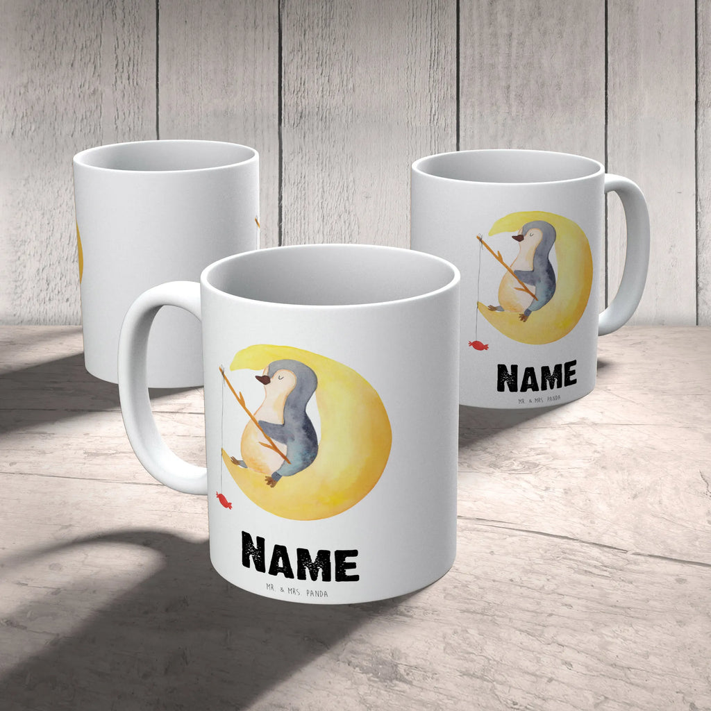 Personalisierte Tasse Pinguin Mond Personalisierte Tasse, Namenstasse, Wunschname, Personalisiert, Tasse, Namen, Drucken, Tasse mit Namen, Pinguin, Pinguine, Spruch, schlafen, Nachtruhe, Einschlafen, Schlafzimmer, Schlafstörungen, Gästezimmer