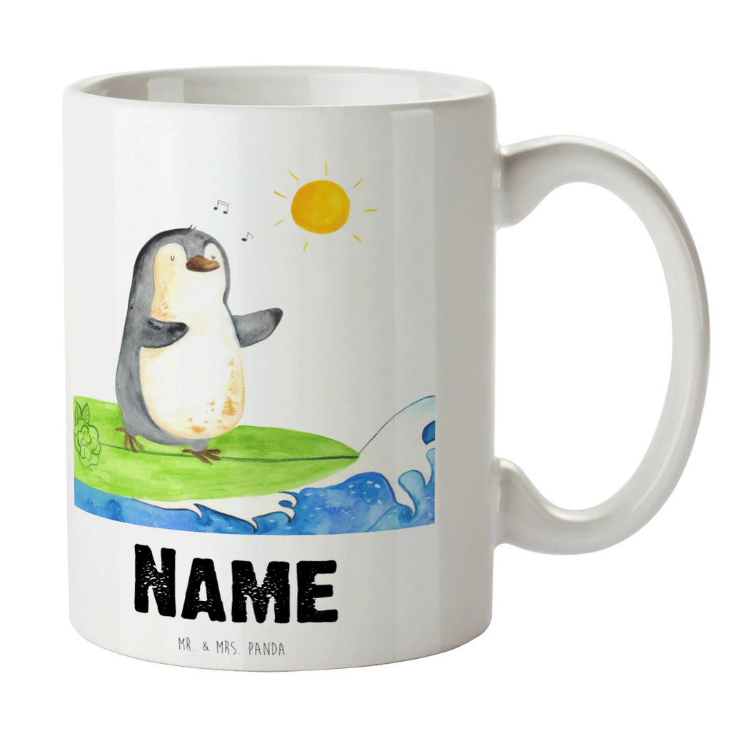 Personalisierte Tasse Pinguin Surfer Personalisierte Tasse, Namenstasse, Wunschname, Personalisiert, Tasse, Namen, Drucken, Tasse mit Namen, Pinguin, Pinguine, surfen, Surfer, Hawaii, Urlaub, Wellen, Wellen reiten, Portugal