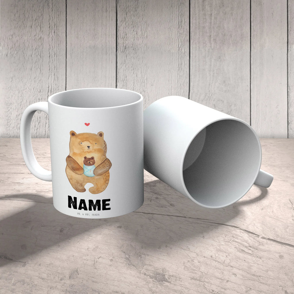 Personalisierte Tasse Bär mit Baby Personalisierte Tasse, Namenstasse, Wunschname, Personalisiert, Tasse, Namen, Drucken, Tasse mit Namen, Bär, Teddy, Teddybär, Eltern, Mutter, Baby, Taufe, Geburt, Nichte, Neffe, Enkel, Enkelin, Täufling, Geburtstag, Glückwunsch