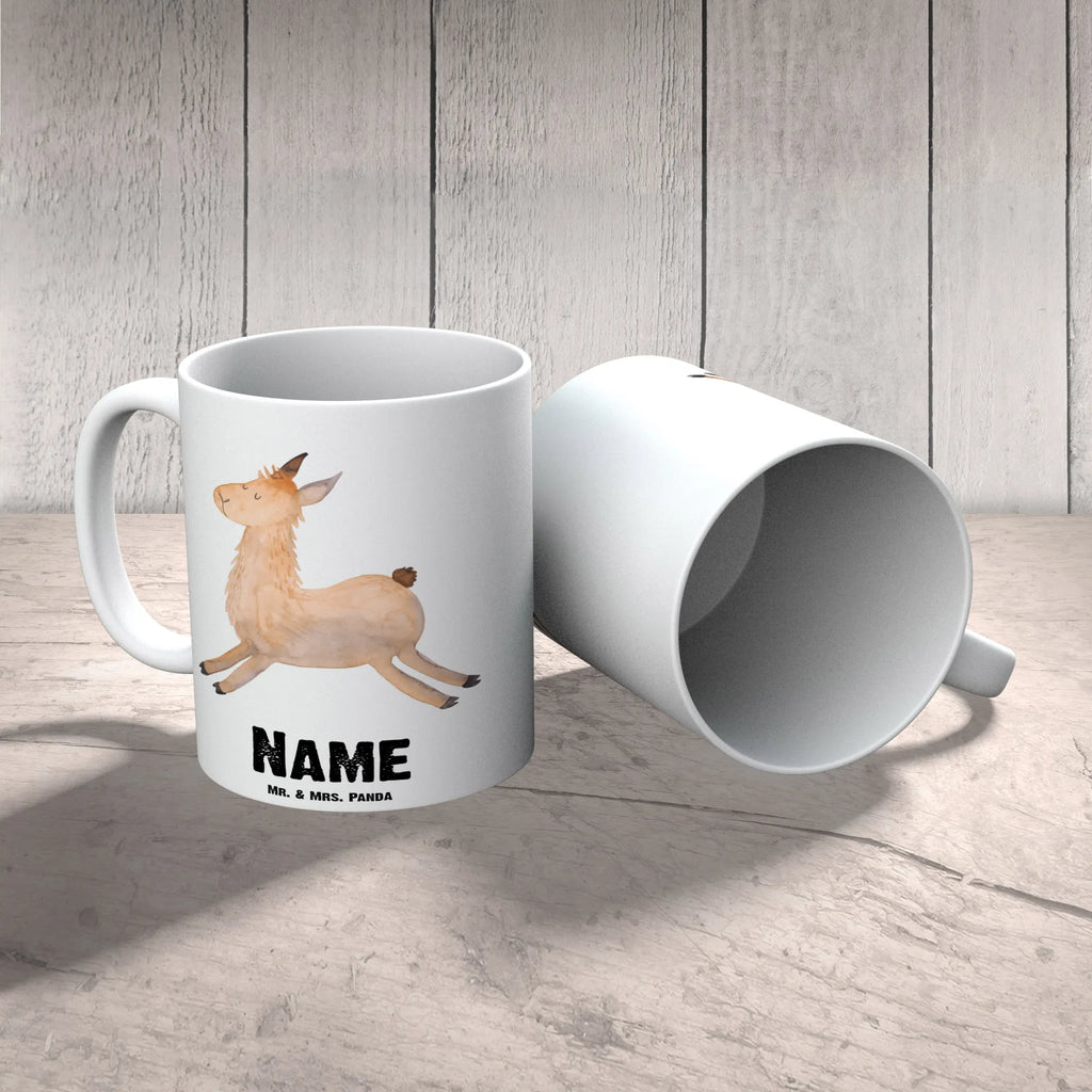 Personalisierte Tasse Lama springend Personalisierte Tasse, Namenstasse, Wunschname, Personalisiert, Tasse, Namen, Drucken, Tasse mit Namen, Lama, Alpaka, Lamas, Lieblingstag, Happy day, fröhlich, Glück, Freundin, Liebeskummer, Neustart, guten Morgen, Start, Prüfung, Abitur