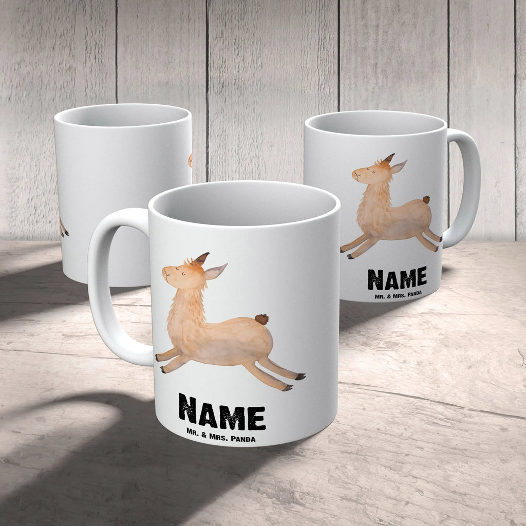 Personalisierte Tasse Lama springend Personalisierte Tasse, Namenstasse, Wunschname, Personalisiert, Tasse, Namen, Drucken, Tasse mit Namen, Lama, Alpaka, Lamas, Lieblingstag, Happy day, fröhlich, Glück, Freundin, Liebeskummer, Neustart, guten Morgen, Start, Prüfung, Abitur