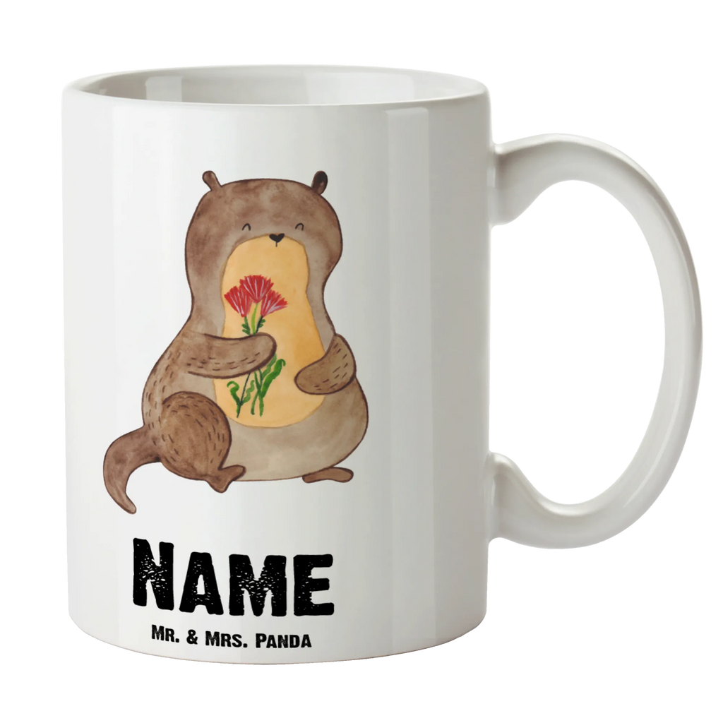 Personalisierte Tasse Otter Blumenstrauß Personalisierte Tasse, Namenstasse, Wunschname, Personalisiert, Tasse, Namen, Drucken, Tasse mit Namen, Otter, Fischotter, Seeotter, Otter Seeotter See Otter