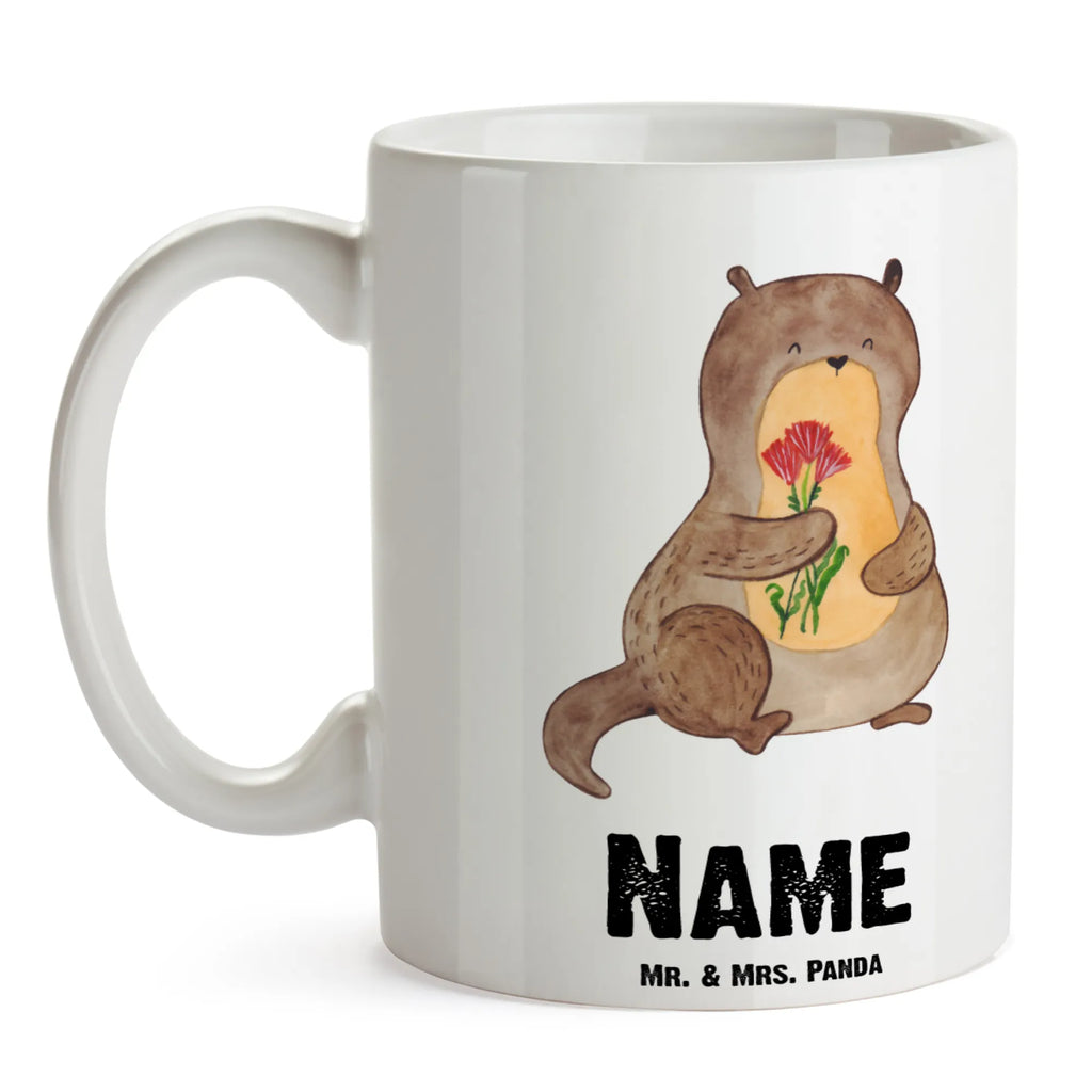 Personalisierte Tasse Otter Blumenstrauß Personalisierte Tasse, Namenstasse, Wunschname, Personalisiert, Tasse, Namen, Drucken, Tasse mit Namen, Otter, Fischotter, Seeotter, Otter Seeotter See Otter