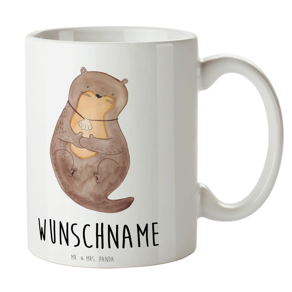 Personalisierte Tasse Otter mit Muschelmedaillon Personalisierte Tasse, Namenstasse, Wunschname, Personalisiert, Tasse, Namen, Drucken, Tasse mit Namen, Otter, Fischotter, Seeotter, Otterliebe, grübeln, träumen, Motivation, Tagträumen, Büro