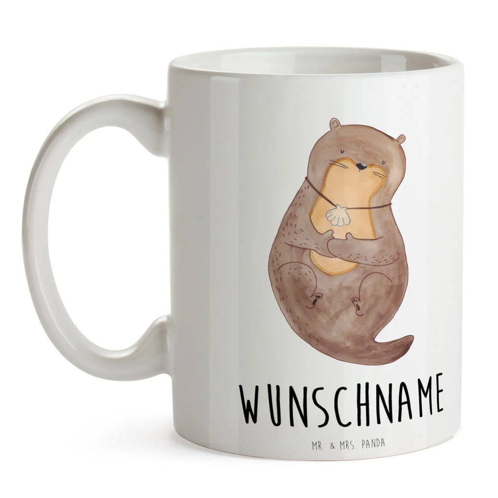 Personalisierte Tasse Otter mit Muschelmedaillon Personalisierte Tasse, Namenstasse, Wunschname, Personalisiert, Tasse, Namen, Drucken, Tasse mit Namen, Otter, Fischotter, Seeotter, Otterliebe, grübeln, träumen, Motivation, Tagträumen, Büro