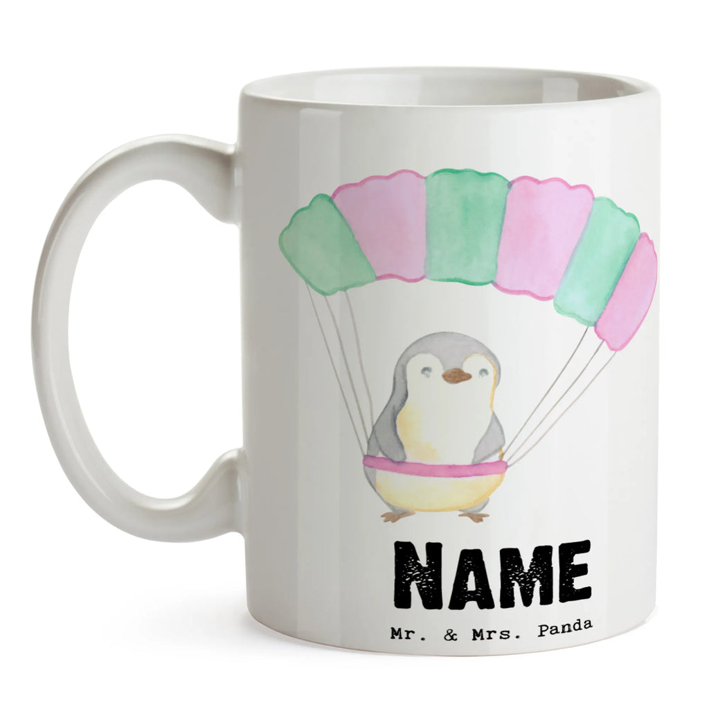 Personalisierte Tasse Pinguin Fallschirm springen Personalisierte Tasse, Namenstasse, Wunschname, Personalisiert, Tasse, Namen, Drucken, Tasse mit Namen, Geschenk, Sport, Sportart, Hobby, Schenken, Danke, Dankeschön, Auszeichnung, Gewinn, Sportler, Fallschirmspringen, Skydive, Fallschirmsprung