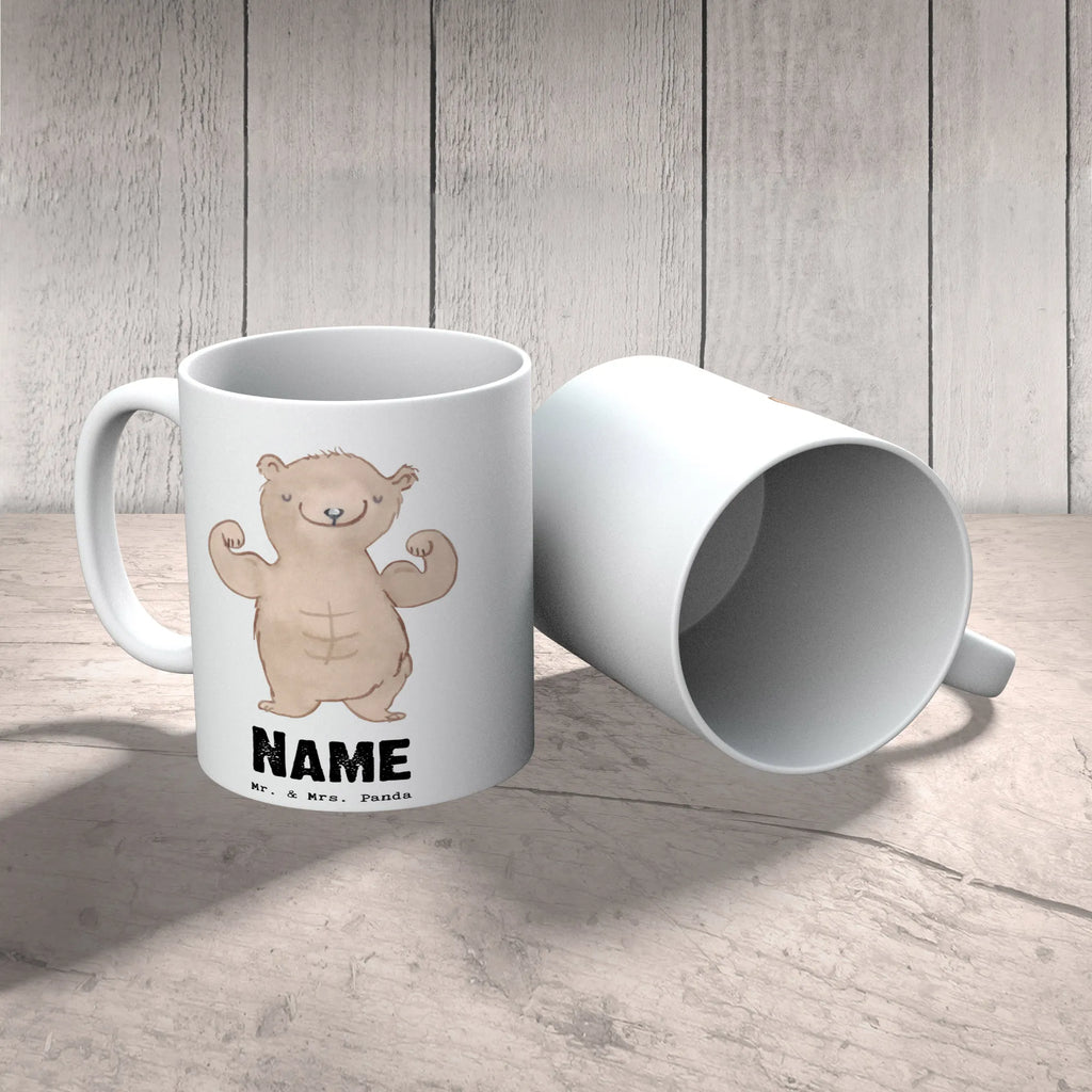 Personalisierte Tasse Bär Bodybuilding Personalisierte Tasse, Namenstasse, Wunschname, Personalisiert, Tasse, Namen, Drucken, Tasse mit Namen, Geschenk, Sport, Sportart, Hobby, Schenken, Danke, Dankeschön, Auszeichnung, Gewinn, Sportler, Bodybuilding, Muskelmasse, Körpergestaltung, Leistungssport