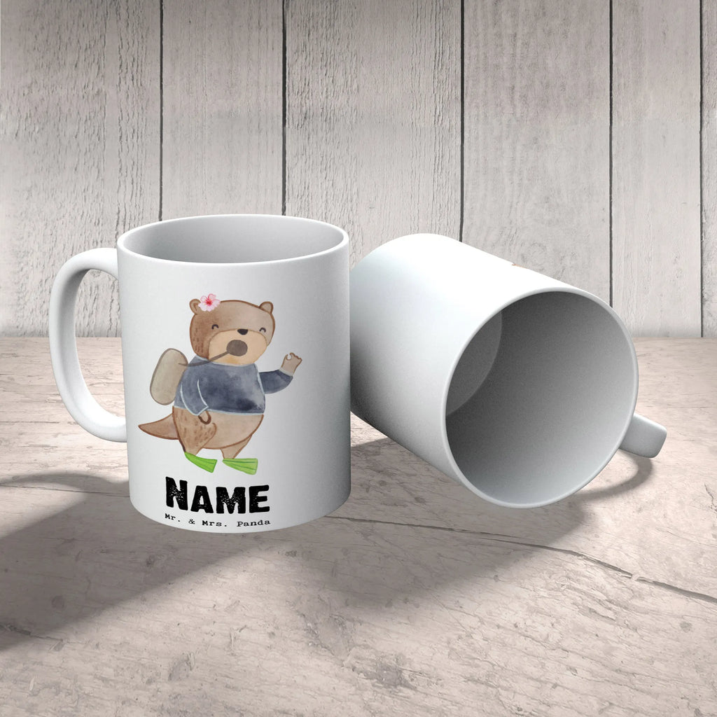 Personalisierte Tasse Tauchlehrerin mit Herz Personalisierte Tasse, Namenstasse, Wunschname, Personalisiert, Tasse, Namen, Drucken, Tasse mit Namen, Beruf, Ausbildung, Jubiläum, Abschied, Rente, Kollege, Kollegin, Geschenk, Schenken, Arbeitskollege, Mitarbeiter, Firma, Danke, Dankeschön