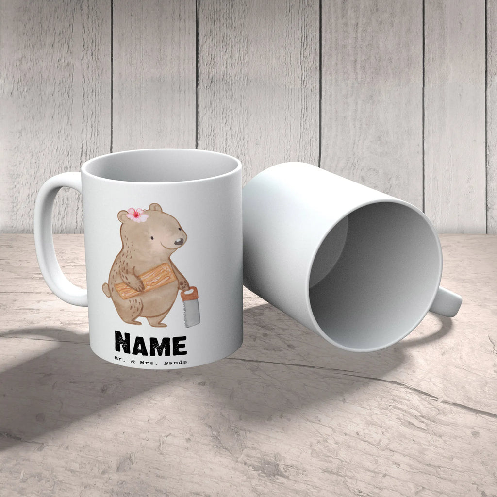 Personalisierte Tasse Tischlerin mit Herz Personalisierte Tasse, Namenstasse, Wunschname, Personalisiert, Tasse, Namen, Drucken, Tasse mit Namen, Beruf, Ausbildung, Jubiläum, Abschied, Rente, Kollege, Kollegin, Geschenk, Schenken, Arbeitskollege, Mitarbeiter, Firma, Danke, Dankeschön