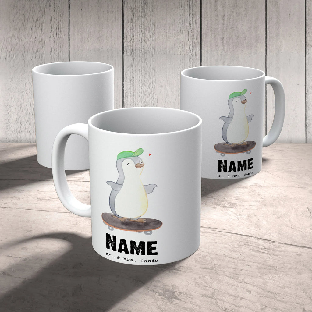 Personalisierte Tasse Pinguin Skateboarden Personalisierte Tasse, Namenstasse, Wunschname, Personalisiert, Tasse, Namen, Drucken, Tasse mit Namen, Geschenk, Sport, Sportart, Hobby, Schenken, Danke, Dankeschön, Auszeichnung, Gewinn, Sportler, Skateboarden, Skateboard fahren, Skaten, Skateboard, Skateplatz