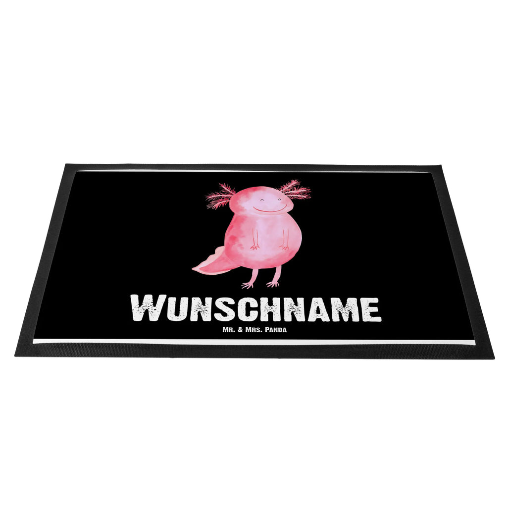 Personalisierte Fußmatte Axolotl glücklich Personalisierte Fußmatte, Fußmatte mit Namen, Personalisieruung, Personalisiert, Fußmatte bedrucken, Türvorleger mit Namen, Haustürmatte personalisiert, Namensfussmatte, Wunschnamen, Bedrucken, Türvorleger personalisiert, Axolotl, Molch, Axolot, Schwanzlurch, Lurch, Lurche, Motivation, gute Laune