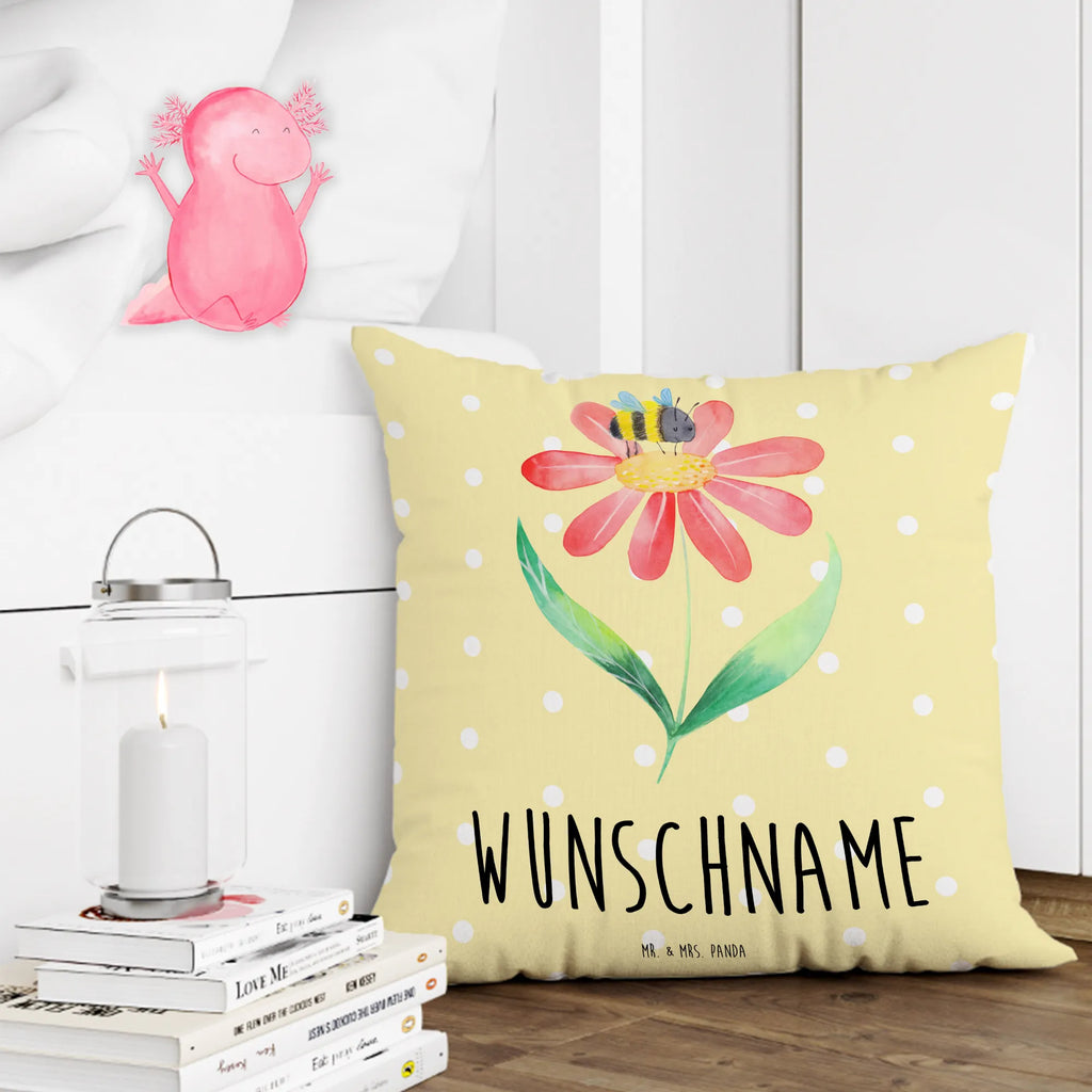 Personalisiertes Kissen Hummel Blume Kissen, personalisiert, Name, Wunschname, bedrucken, Kopfkissen, Tiermotive, Gute Laune, lustige Sprüche, Tiere, Hummel, Blume, Wespe, Flauschig, Natur, Feld, Hummeln, Biene