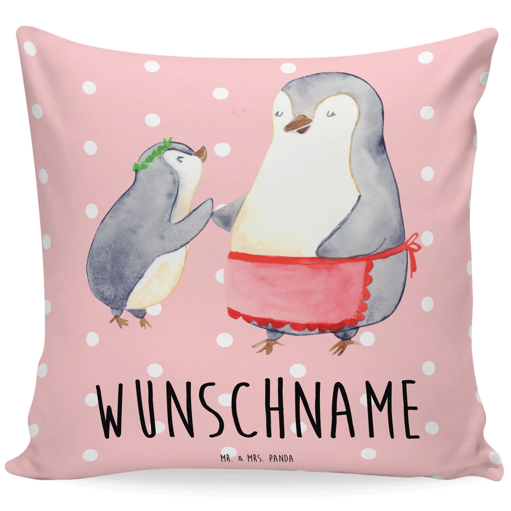 Personalisiertes Kissen Pinguin mit Kind Kissen, personalisiert, Name, Wunschname, bedrucken, Kopfkissen, Familie, Vatertag, Muttertag, Bruder, Schwester, Mama, Papa, Oma, Opa, Geschenk, Mami, Mutti, Mutter, Geburststag