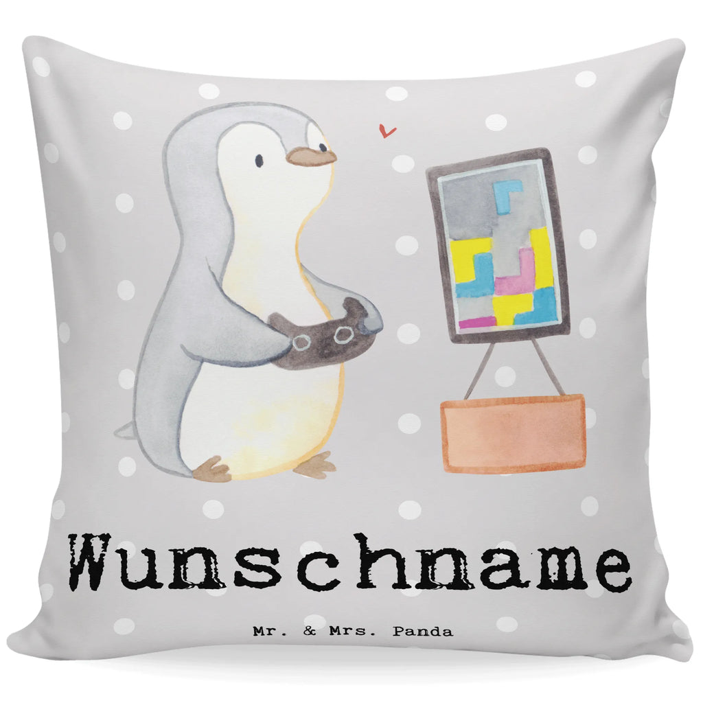 Personalisiertes Kissen Pinguin Zocken Kissen, personalisiert, Name, Wunschname, bedrucken, Kopfkissen, Geschenk, Sport, Sportart, Hobby, Schenken, Danke, Dankeschön, Auszeichnung, Gewinn, Sportler, Zocken, Gaming, Videospiele, Videogames