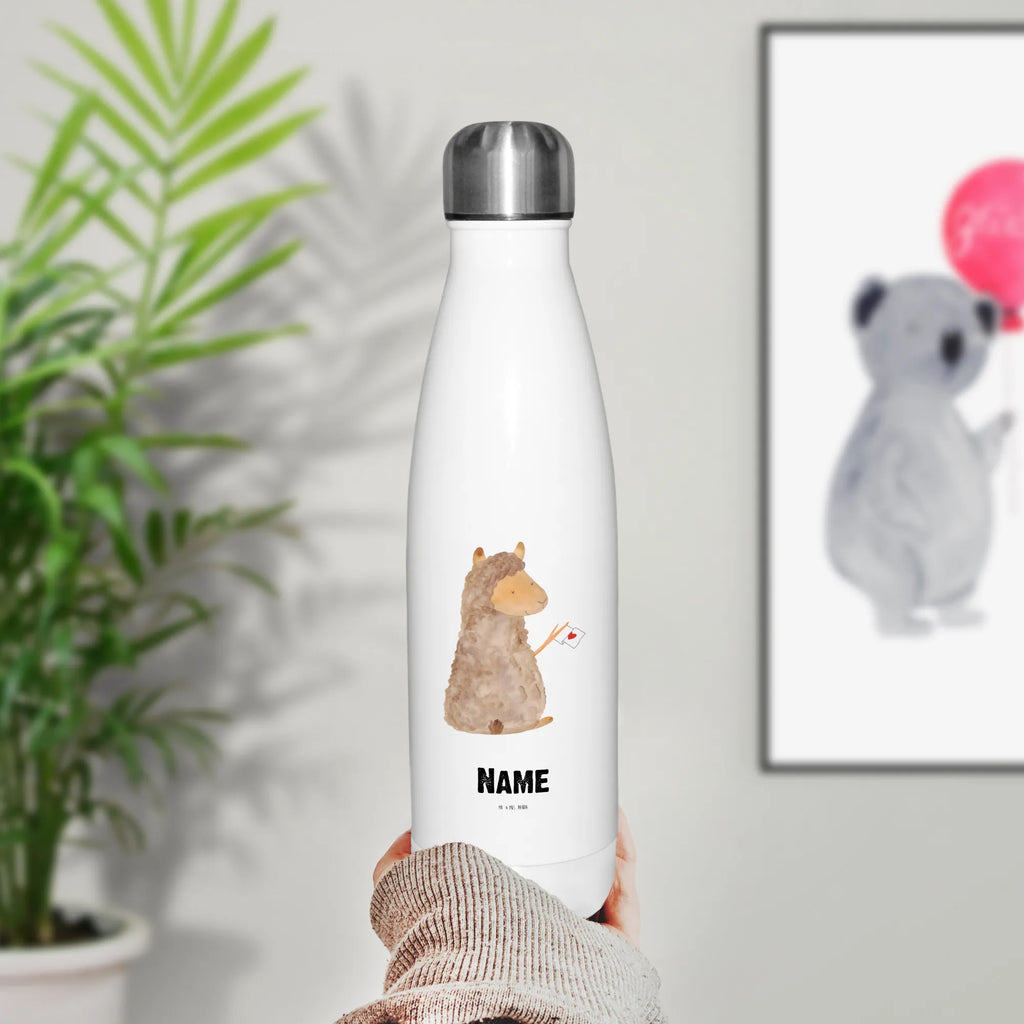 Personalisierte Thermosflasche Alpaka Fahne Personalisierte Isolierflasche, Personalisierte Thermoflasche, Personalisierte Trinkflasche, Trinkflasche Mit Namen, Wunschname, Bedrucken, Namensflasche, Alpaka, Lama, Alpakas, Lamas, Liebe