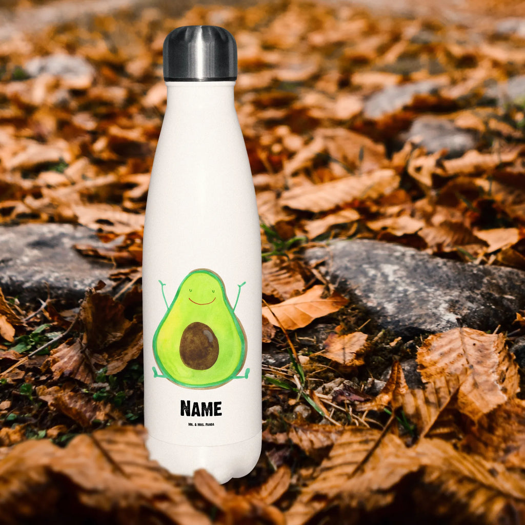 Personalisierte Thermosflasche Avocado Happy Personalisierte Isolierflasche, Personalisierte Thermoflasche, Personalisierte Trinkflasche, Trinkflasche Mit Namen, Wunschname, Bedrucken, Namensflasche, Avocado, Veggie, Vegan, Gesund, Chaos