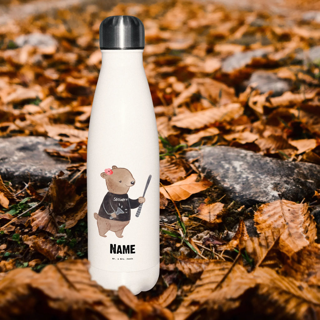 Personalisierte Thermosflasche Sicherheitsdienstmitarbeiterin mit Herz Personalisierte Isolierflasche, Personalisierte Thermoflasche, Personalisierte Trinkflasche, Trinkflasche Mit Namen, Wunschname, Bedrucken, Namensflasche, Beruf, Ausbildung, Jubiläum, Abschied, Rente, Kollege, Kollegin, Geschenk, Schenken, Arbeitskollege, Mitarbeiter, Firma, Danke, Dankeschön