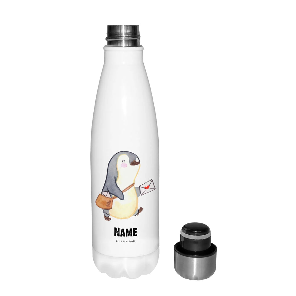 Personalisierte Thermosflasche Postbote mit Herz Personalisierte Isolierflasche, Personalisierte Thermoflasche, Personalisierte Trinkflasche, Trinkflasche Mit Namen, Wunschname, Bedrucken, Namensflasche, Beruf, Ausbildung, Jubiläum, Abschied, Rente, Kollege, Kollegin, Geschenk, Schenken, Arbeitskollege, Mitarbeiter, Firma, Danke, Dankeschön, Postbote, Briefzusteller, Briefträger, Postler