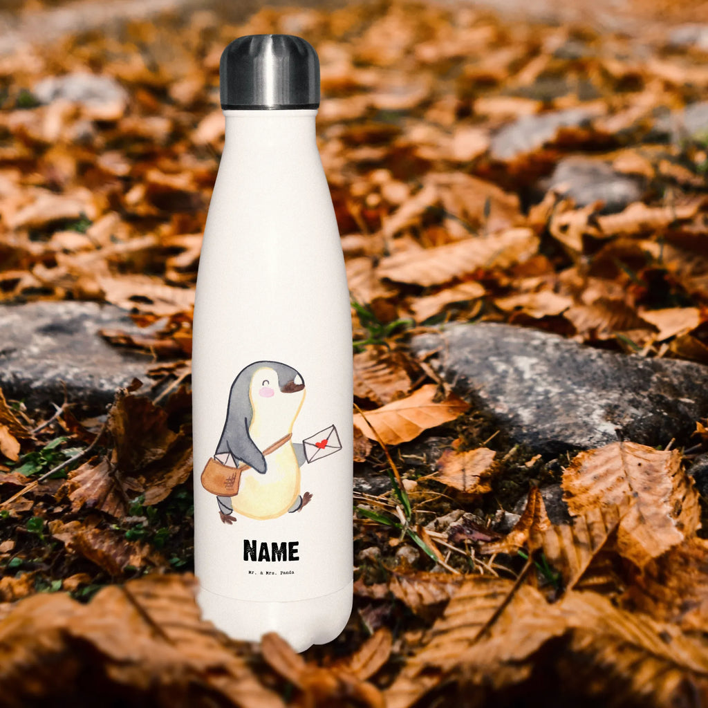 Personalisierte Thermosflasche Postbote mit Herz Personalisierte Isolierflasche, Personalisierte Thermoflasche, Personalisierte Trinkflasche, Trinkflasche Mit Namen, Wunschname, Bedrucken, Namensflasche, Beruf, Ausbildung, Jubiläum, Abschied, Rente, Kollege, Kollegin, Geschenk, Schenken, Arbeitskollege, Mitarbeiter, Firma, Danke, Dankeschön, Postbote, Briefzusteller, Briefträger, Postler