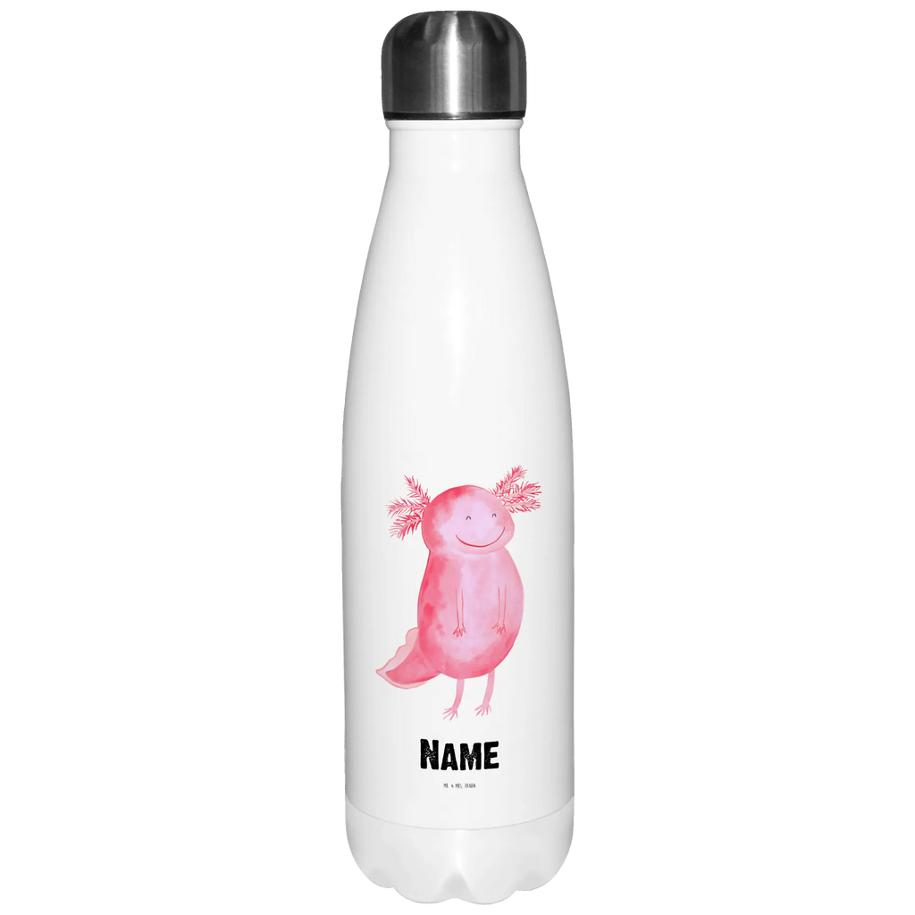 Personalisierte Thermosflasche Axolotl glücklich Personalisierte Isolierflasche, Personalisierte Thermoflasche, Personalisierte Trinkflasche, Trinkflasche Mit Namen, Wunschname, Bedrucken, Namensflasche, Axolotl, Molch, Axolot, Schwanzlurch, Lurch, Lurche, Motivation, gute Laune