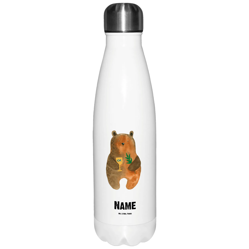 Personalisierte Thermosflasche Bär Konfirmation Personalisierte Isolierflasche, Personalisierte Thermoflasche, Personalisierte Trinkflasche, Trinkflasche Mit Namen, Wunschname, Bedrucken, Namensflasche, Bär, Teddy, Teddybär, Konfirmation, Kirche, evangelisch, Gottesdienst