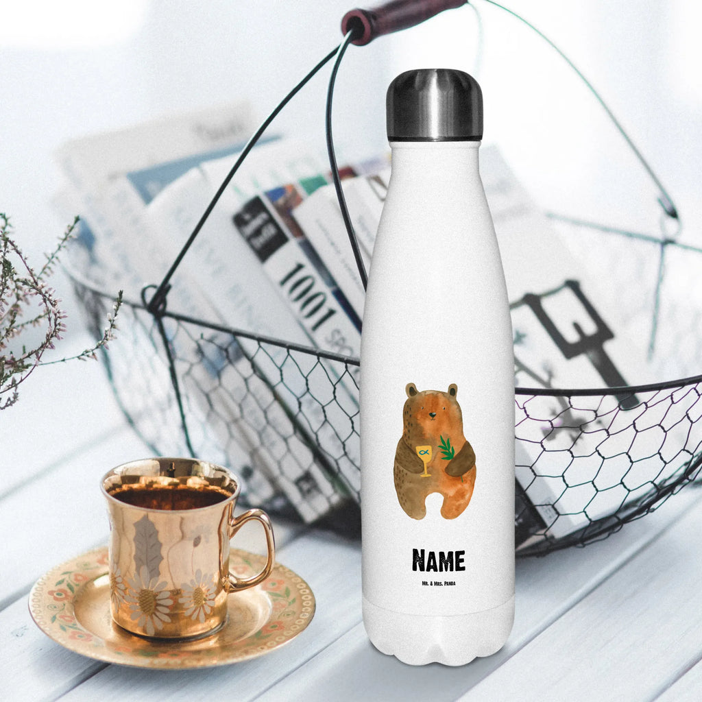 Personalisierte Thermosflasche Bär Konfirmation Personalisierte Isolierflasche, Personalisierte Thermoflasche, Personalisierte Trinkflasche, Trinkflasche Mit Namen, Wunschname, Bedrucken, Namensflasche, Bär, Teddy, Teddybär, Konfirmation, Kirche, evangelisch, Gottesdienst