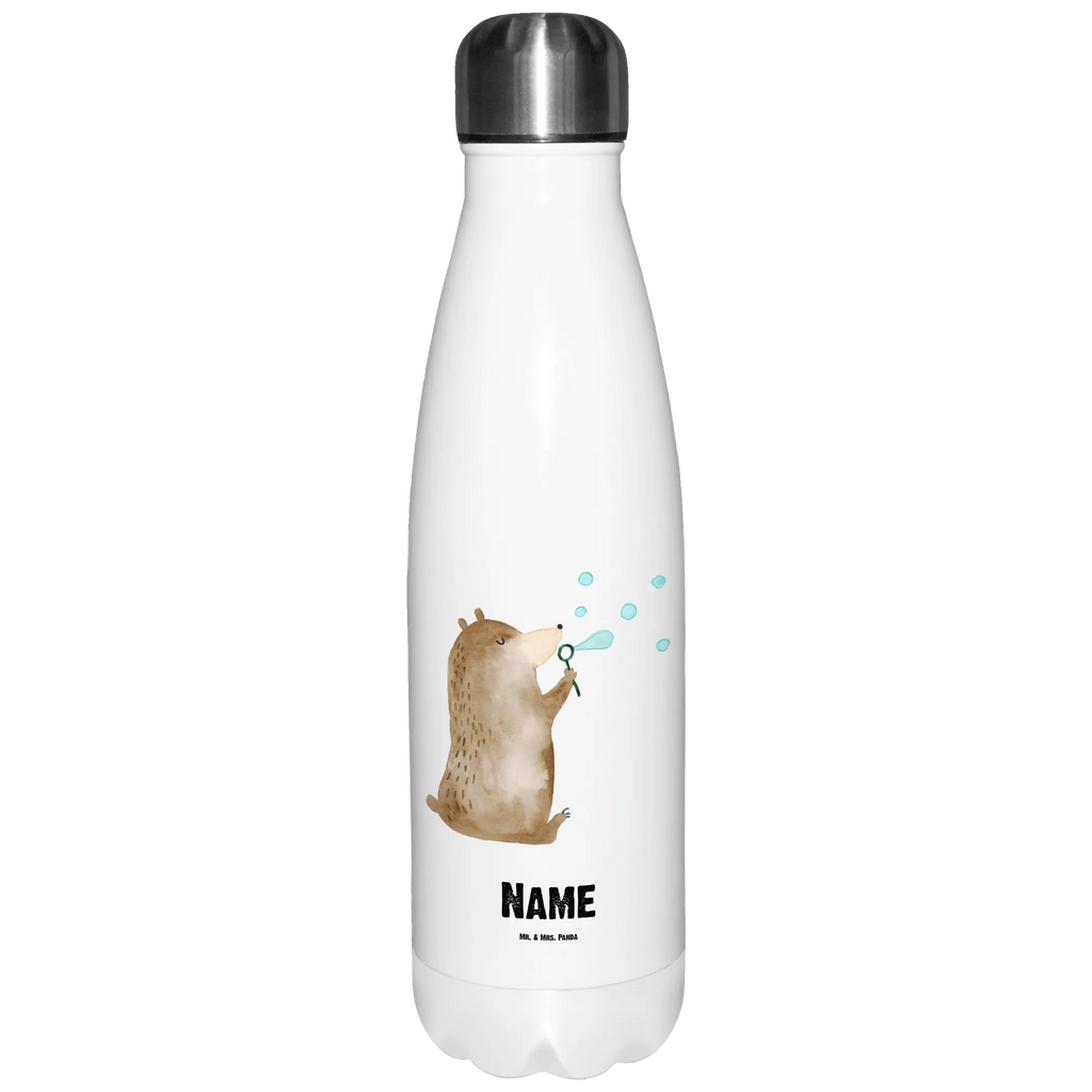 Personalisierte Thermosflasche Bär Seifenblasen Personalisierte Isolierflasche, Personalisierte Thermoflasche, Personalisierte Trinkflasche, Trinkflasche Mit Namen, Wunschname, Bedrucken, Namensflasche, Bär, Teddy, Teddybär, Seifenblasen Bär Lustig Sein Glücklich Traurig Happy