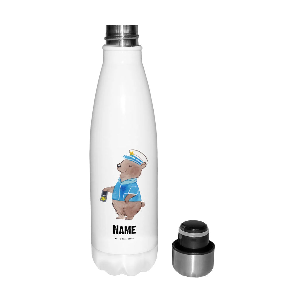 Personalisierte Thermosflasche Polizistin mit Herz Personalisierte Isolierflasche, Personalisierte Thermoflasche, Personalisierte Trinkflasche, Trinkflasche Mit Namen, Wunschname, Bedrucken, Namensflasche, Beruf, Ausbildung, Jubiläum, Abschied, Rente, Kollege, Kollegin, Geschenk, Schenken, Arbeitskollege, Mitarbeiter, Firma, Danke, Dankeschön, Polizistin, Polizeibeamtin, Wachfrau, Cop, Polizei, Studium