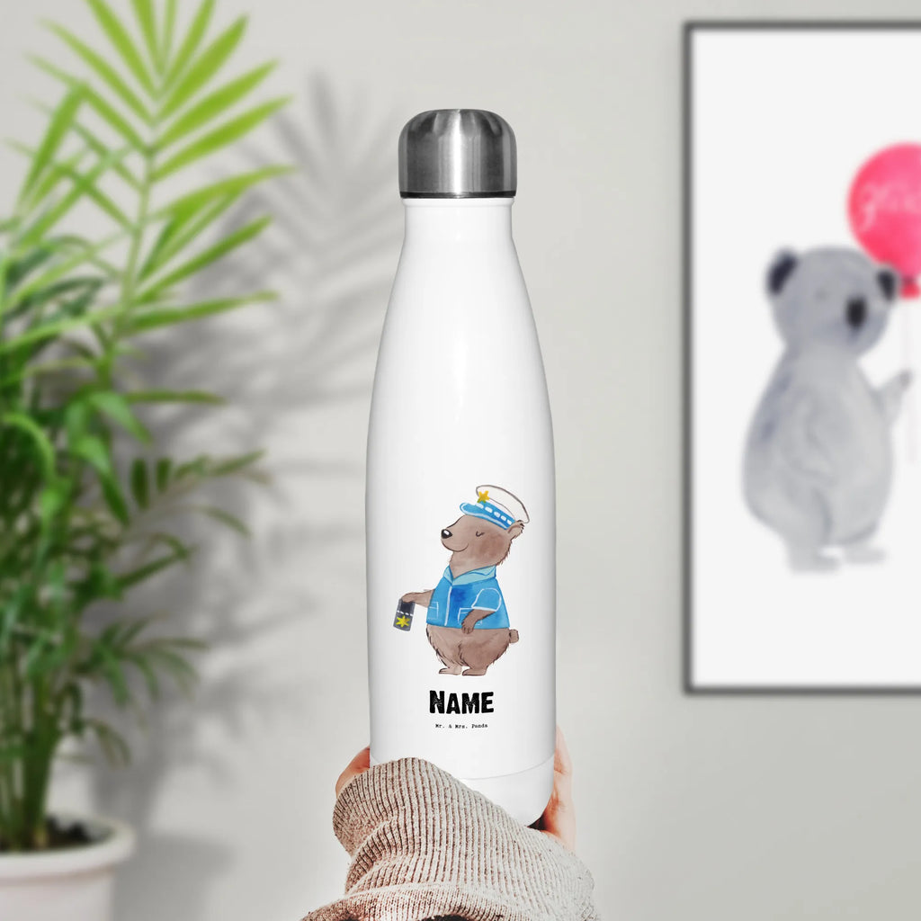 Personalisierte Thermosflasche Polizistin mit Herz Personalisierte Isolierflasche, Personalisierte Thermoflasche, Personalisierte Trinkflasche, Trinkflasche Mit Namen, Wunschname, Bedrucken, Namensflasche, Beruf, Ausbildung, Jubiläum, Abschied, Rente, Kollege, Kollegin, Geschenk, Schenken, Arbeitskollege, Mitarbeiter, Firma, Danke, Dankeschön, Polizistin, Polizeibeamtin, Wachfrau, Cop, Polizei, Studium