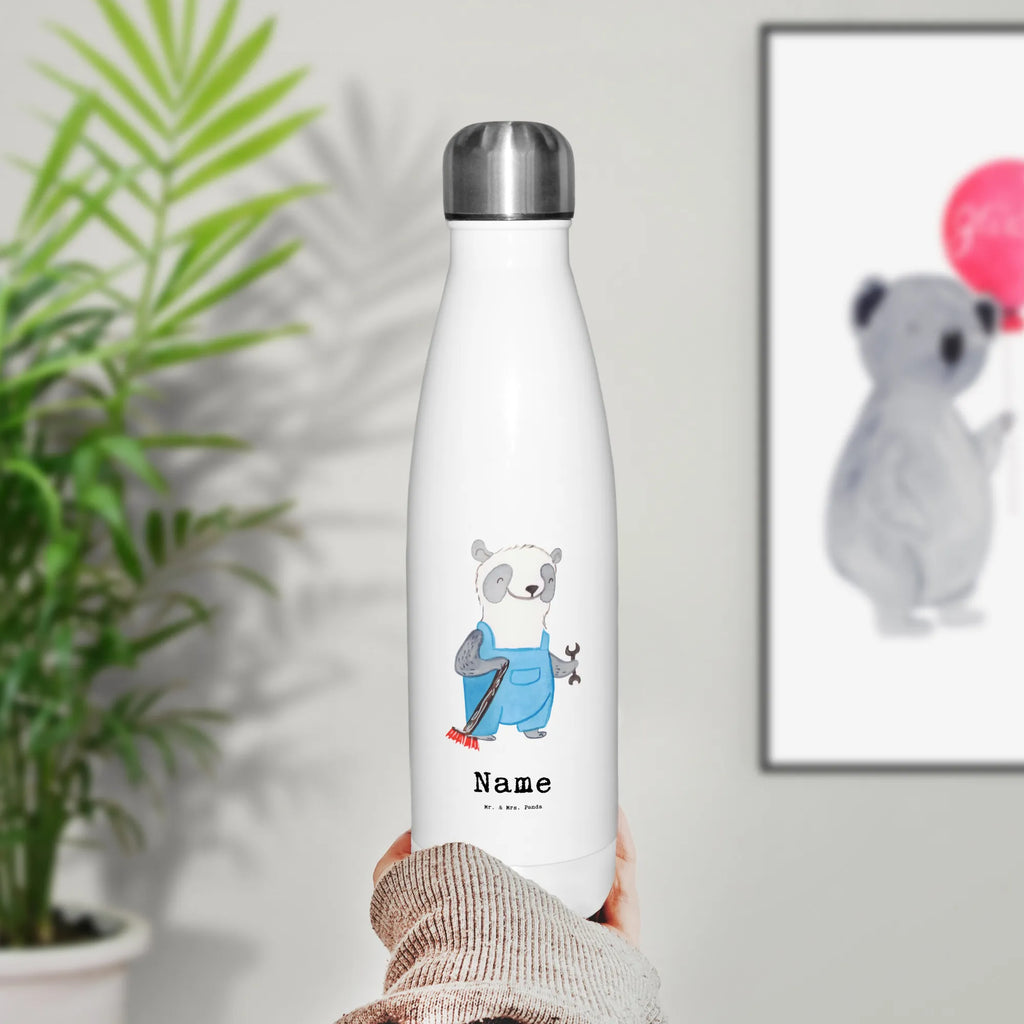 Personalisierte Thermosflasche Hausmeister mit Herz Personalisierte Isolierflasche, Personalisierte Thermoflasche, Personalisierte Trinkflasche, Trinkflasche Mit Namen, Wunschname, Bedrucken, Namensflasche, Beruf, Ausbildung, Jubiläum, Abschied, Rente, Kollege, Kollegin, Geschenk, Schenken, Arbeitskollege, Mitarbeiter, Firma, Danke, Dankeschön, Hausmeister, Concierge, Hausverwalter, Facility Manager