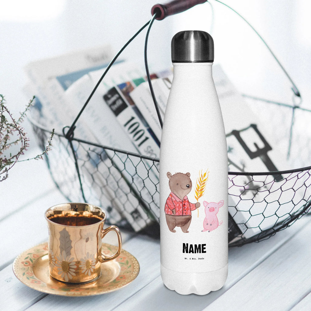 Personalisierte Thermosflasche Bauer mit Herz Personalisierte Isolierflasche, Personalisierte Thermoflasche, Personalisierte Trinkflasche, Trinkflasche Mit Namen, Wunschname, Bedrucken, Namensflasche, Beruf, Ausbildung, Jubiläum, Abschied, Rente, Kollege, Kollegin, Geschenk, Schenken, Arbeitskollege, Mitarbeiter, Firma, Danke, Dankeschön, Landwirt; Bauer, Tierwirt, Agronom, Farmer, Bauernhof