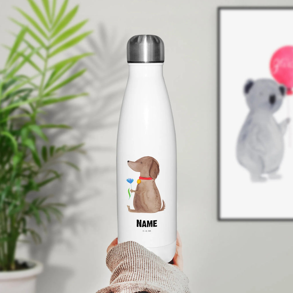 Personalisierte Thermosflasche Hund Blume Personalisierte Isolierflasche, Personalisierte Thermoflasche, Personalisierte Trinkflasche, Trinkflasche Mit Namen, Wunschname, Bedrucken, Namensflasche, Hund, Hundemotiv, Haustier, Hunderasse, Tierliebhaber, Hundebesitzer, Sprüche, Hunde, Frauchen, Hundeliebe